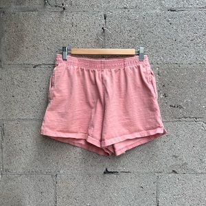 Los Angeles Apparel jersey garment dyed short shorts in peach size large.